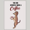 Funny dog notebook. Dog with coffee notebook.