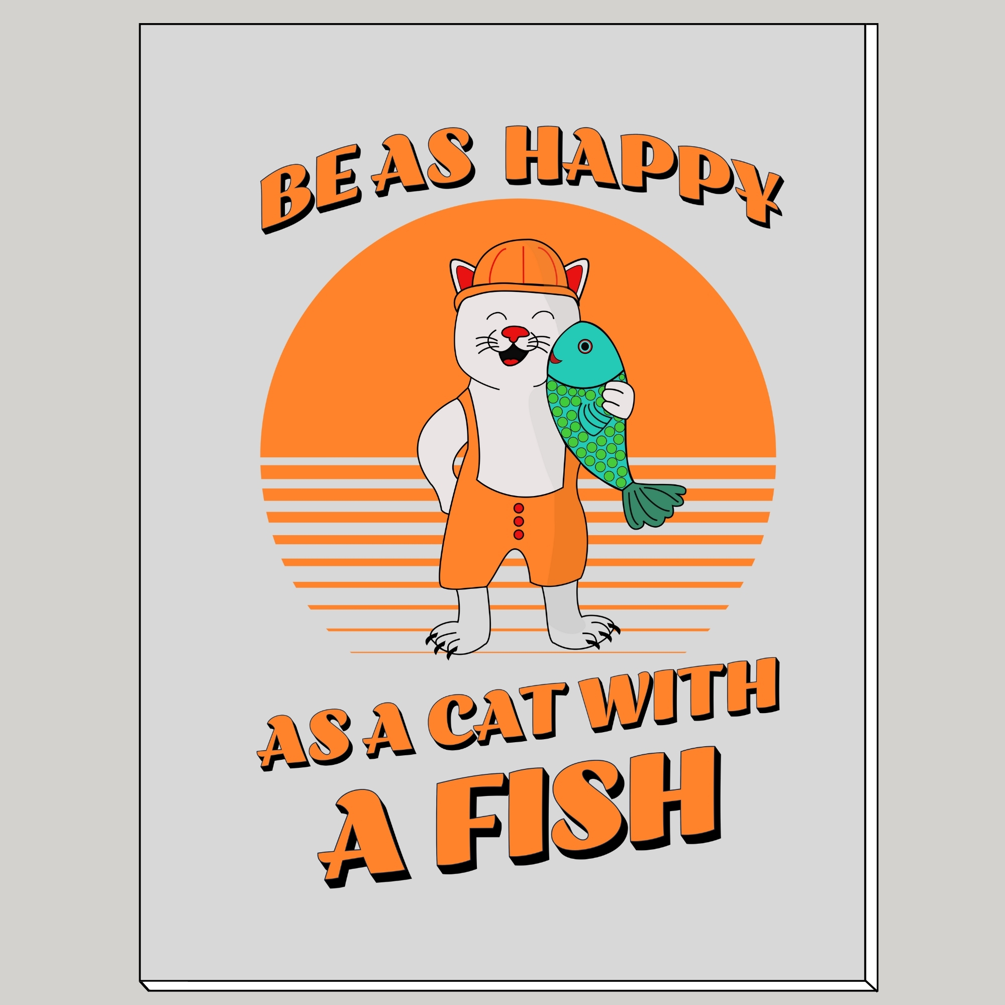 Happy cat notebook. Fishing cat notebook.