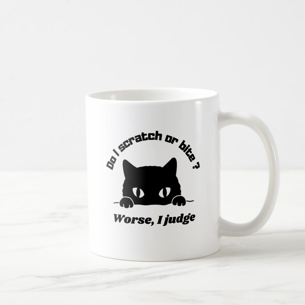 Funny cat ceramic mug. Mean cat mug. Snarky cat mug.
