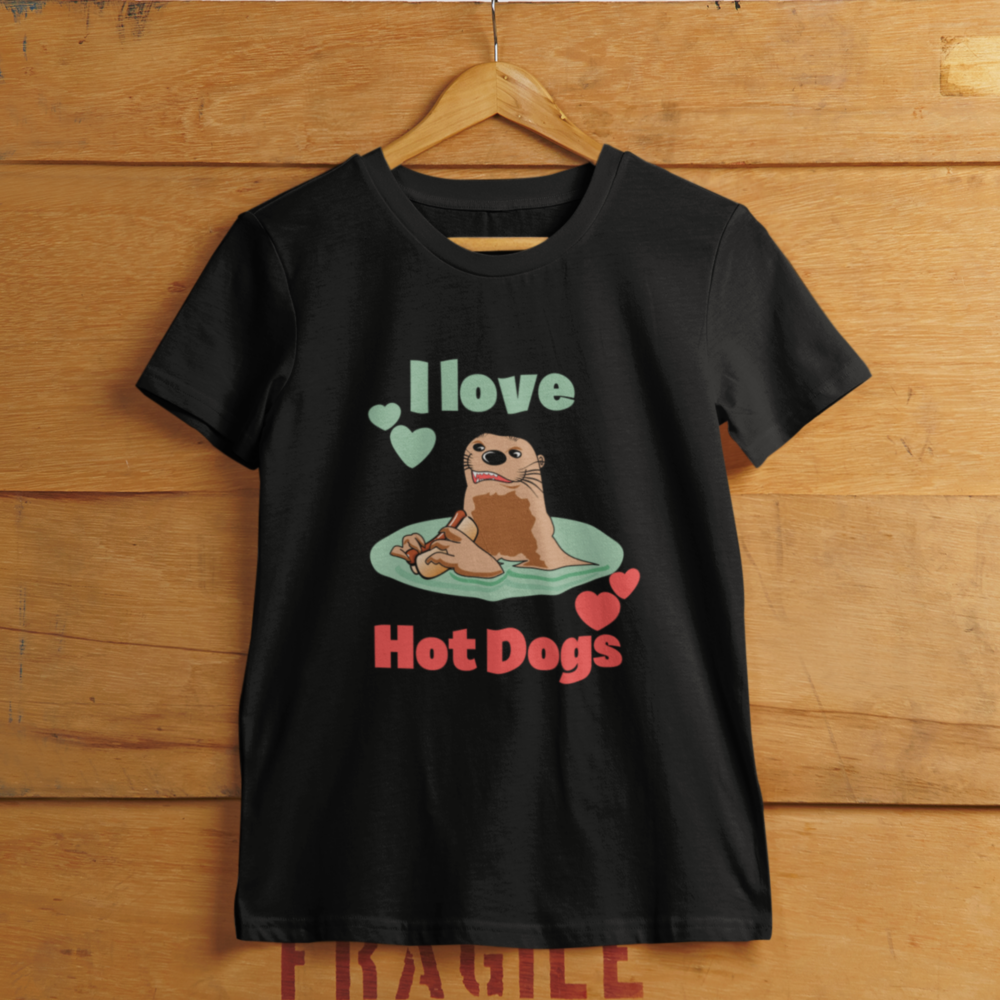 Women's T-shirt with a funny otter illustration. Funny otter T-shirt